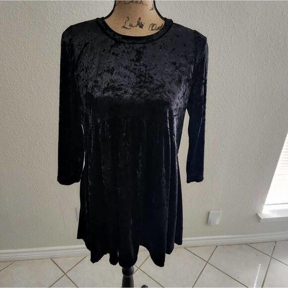 PAISLEY Grace Aurelia black crushed velvet babydoll tunic dress size small new!! - Picture 1 of 6